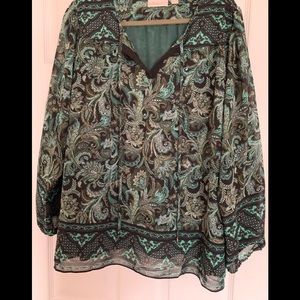 Belle by Kim Gravel boho print top sz XL new